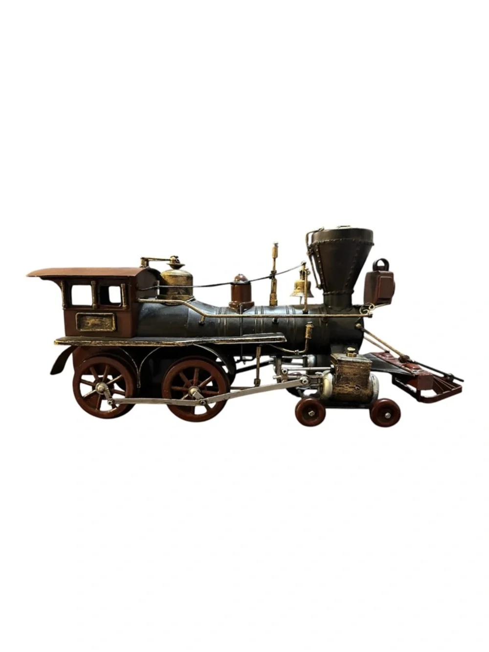 Vintage Metal Train Locomotive 16” Long Moving Wheels Steam Engine Decor